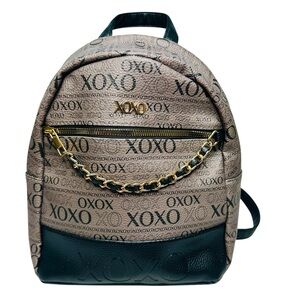 XOXO Vegan leather Tan, Black Backpack with Designer inspired chain  XOXO Logo